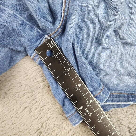 Levi's Mid Length Denim Shorts Size 10 Mid Rise Stretch Zip Fly Medium Blue Wash - Picture 6 of 12